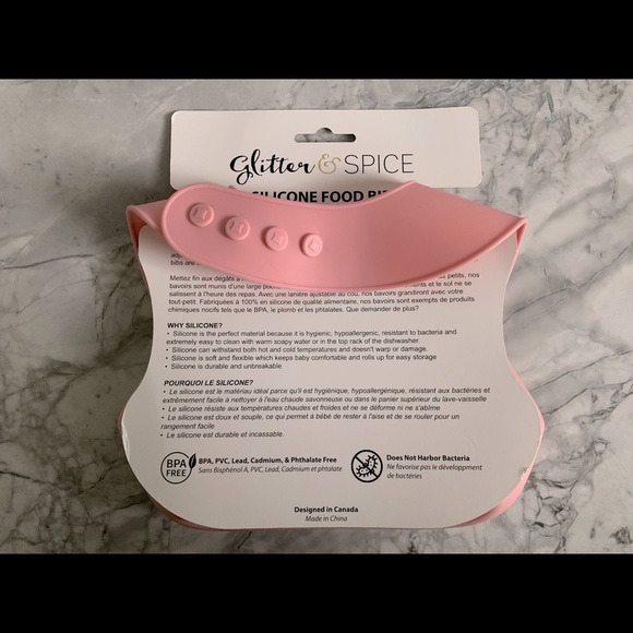 BNIB Glitter & Spice Silicone Food Bib Dusty Rose - Picture 2 of 2